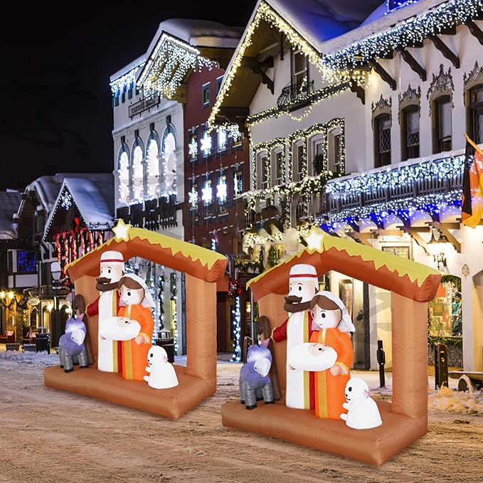 DearSun 6FT H Christmas Inflatable Nativity Scene with Build-in LED Lights, Christmas Inflatable Outdoor Indoor Decorations Large Party Yard Decoration (The Nativity)