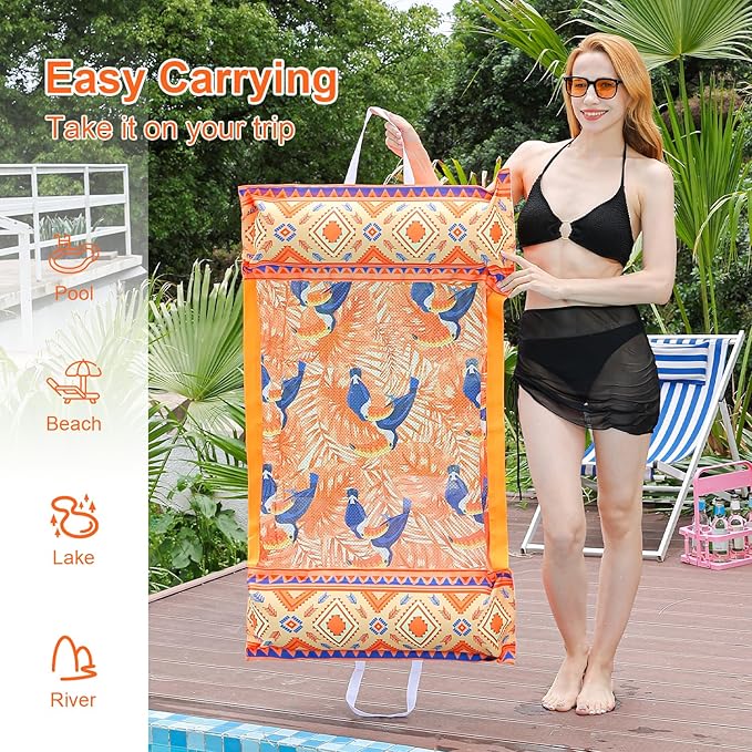 2 Packs Pool Hammock Floats for Adults Iflatable Pool Chair Floats 4-in-1 Multi-Purpose Rafts Lounger Water Hammock for Swimming Pool/Lake/Outdoor/Beach