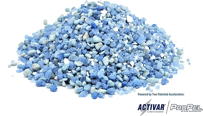 National Blue Snow Salt Ice Melt 20lb Bucket - Fast Acting Ice Melter - Pet, Plant and Concrete Friendly, Environmentally Safe - Free of Magnesium Chloride - Melts to -15°F