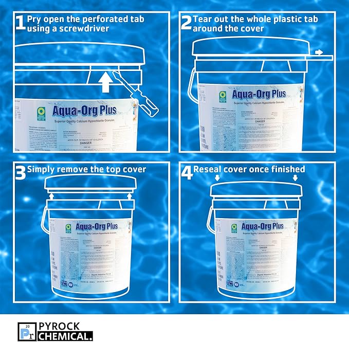 Pool Shock by Aqua Org Plus - 65% Granular Cal Hypo - Swimming Pool Shock for In-Ground, Above Ground, Spas & Hot Tubs - 25 Pound Pail