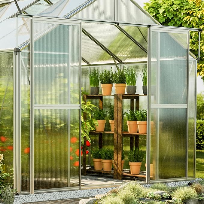 Greenhouse Topas 2 Aluminum Frame 7.4 x 4.4 ft with Approx. 6 mm Polycarbonate Panels