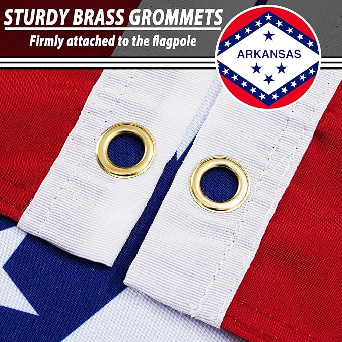 FLAGWIN Arkansas Flag 3x5 FT - 3 Ply Double Sided Polyester Arkansas State Flag with Brass Grommets - Vivid Color and Fade Proof State of Arkansas Flags 3x5 Outdoor