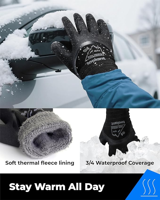 toolant Winter Work Gloves for Men & Women, 3/4 Waterproof Freezer Gloves with Thermal Insulated, Durable, Strong Grip