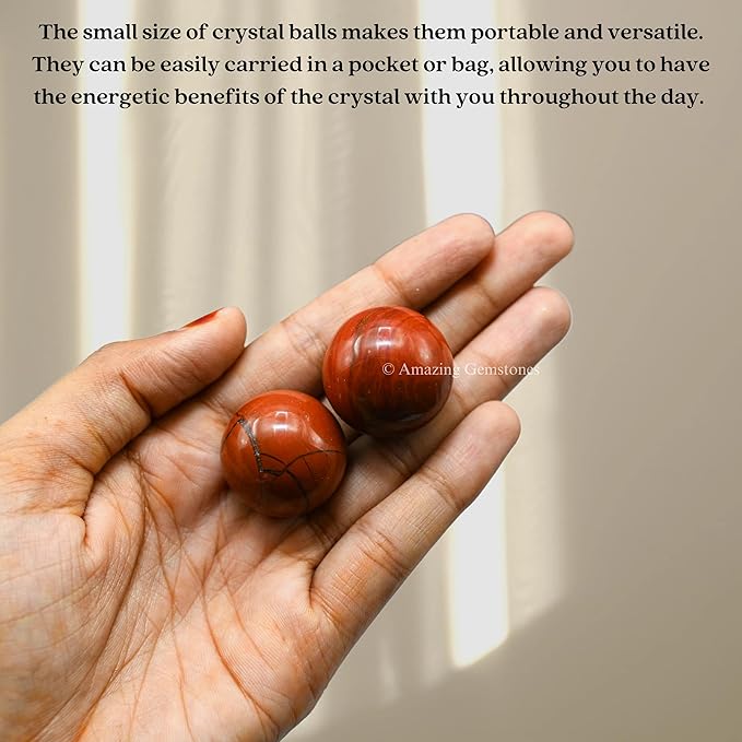 Amazing Gemstone Red Jasper Crystal Ball - 1 Inches Crystal Sphere Meditation Balls for Witchcraft and Decorative Balls - Crystals and Healing Stones Beginners Gift (Pack of 1)