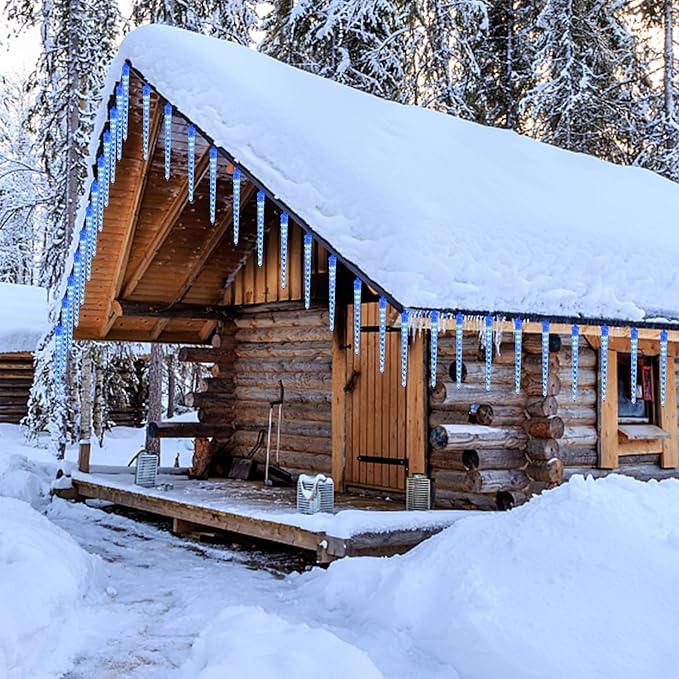 WATERGLIDE 16 Icicles Meteor Shower Lights, 12" Outdoor Christmas Icicle 384 SMD LED Crystal Ice Falling, Connectable Raindrop Iciclelight, Xmas Winter Party Tree Holiday Decor, Blue