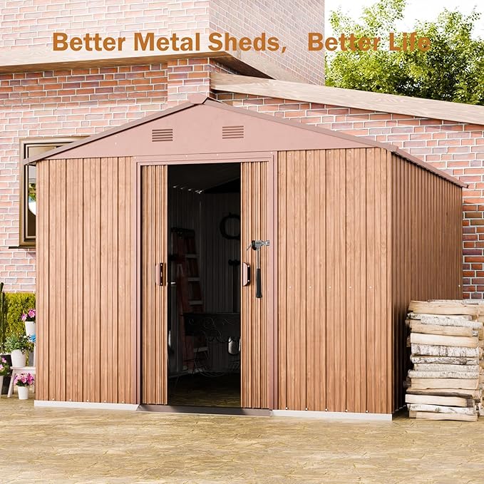 Outdoor Resin Storage Shed 5x4 FT Sheds Kit with Floor Window Lockable Door Included, Waterproof Outside Plastic Sheds for Backyard Garden Patio Lawn Tools