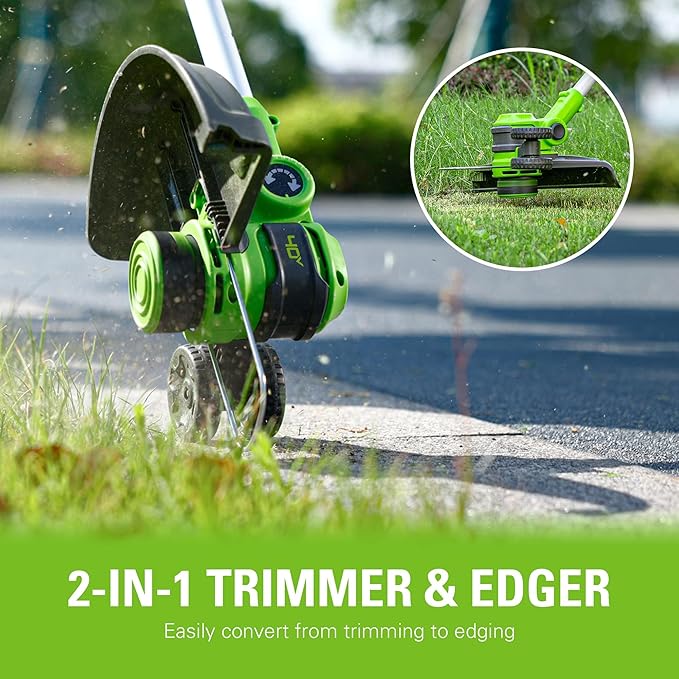 Greenworks 40V 20" Cordless Push Lawn Mower Bundle with Axial Leaf Blower(500 CFM / 120 MPH), 12" String Trimmer, 5Ah + 2Ah Batteries & Chargers