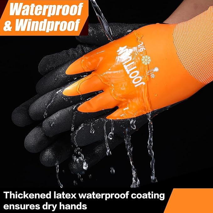 4 Pairs Waterproof Winter Work Gloves for Men Thickened Freezer Gloves Thermal Insulated Work Gloves for Cold Weather (4, Large)