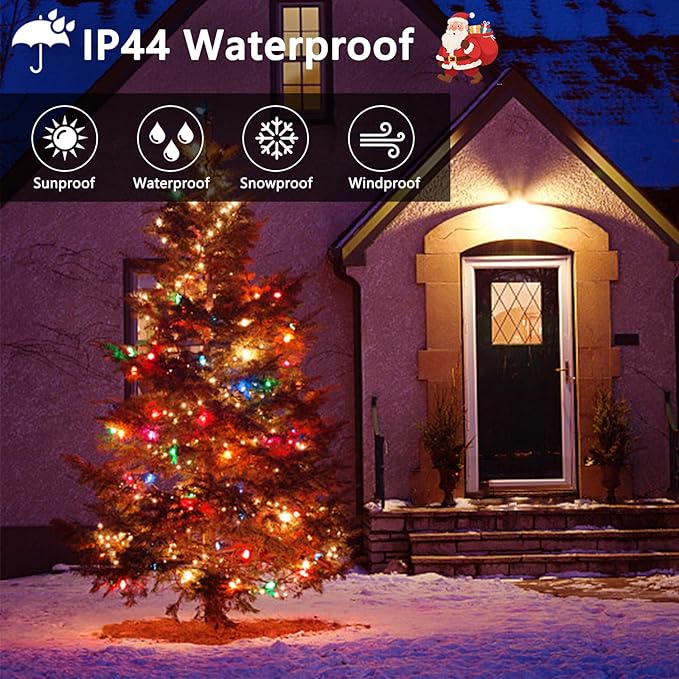 50FT 1000 LED Cluster Christmas Lights, Christmas Tree Lights Outdoor 8 Modes with Timer & Remote, Firecrackers String Lights Waterproof for Garland Party Xmas Decorations, Multicolor