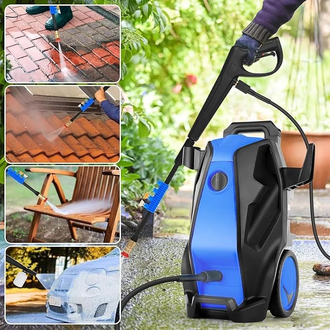 5000 PSI 4.0 GPM Heavy Duty Power Cleaner with Foam Cannon, 4 Nozzle Tips,33FT Hose and Soap Bottle for Home/Cars/Driveways/Patios/Decks/Fences(Blue)