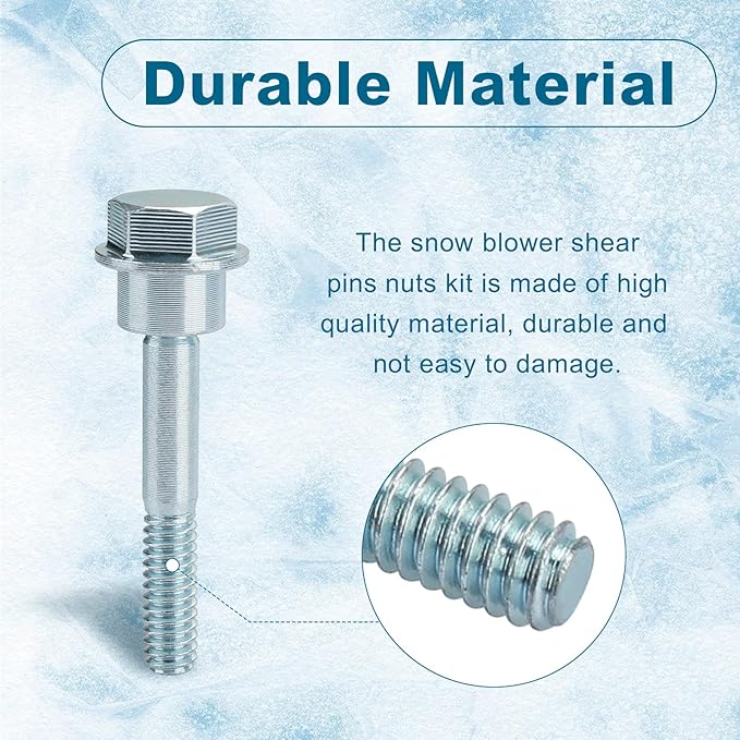 Snow Blower Shear Pins Replacement for Husqvarna 580790401 Shear Bolts & Nuts Kit Fit for Husqvarna Craftsman Poulan 2 Stage Snow Blowers - 6 Packs