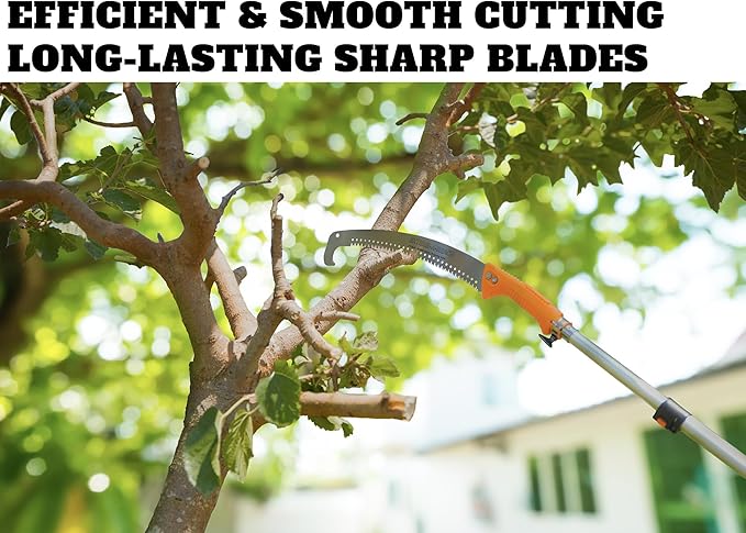 5-24 ft Pole Saw for Tree Trimming // Manual Telescopic Long Pole Tree Trimmer // Tree Trimming Saw with Extension Pole // The Ultimate Telescoping Palm Tree Pruner Long Pole Saw