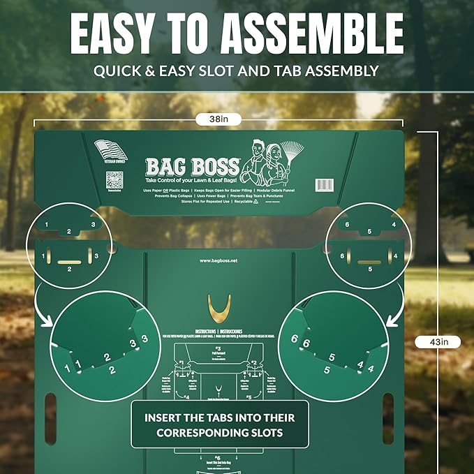Lawn & Leaf Bag Holder Stand | Fits 33-55 Gallon Paper or Plastic Yard Waste Bags | Durable, Foldable Trash Bag Holder Stand