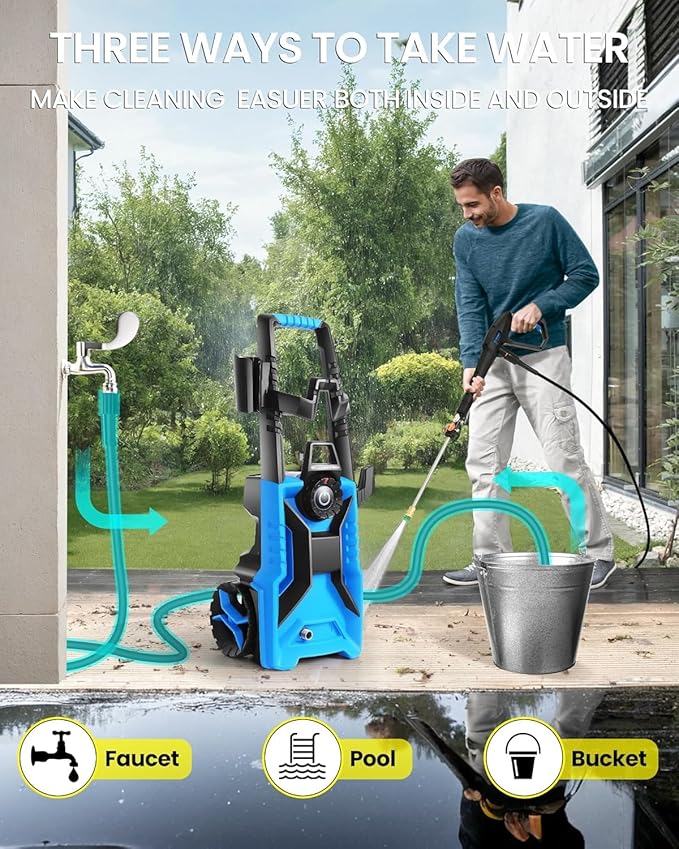 5000PSI Pressure Cleaner 4.0 GPM Adjustable Pressure,4.0 GPM Power Cleaner with Foam Cannon,4 Nozzles,33FT Hose and 500ml Soap Bottle for Home/Cars/Driveways/Patios/Fences