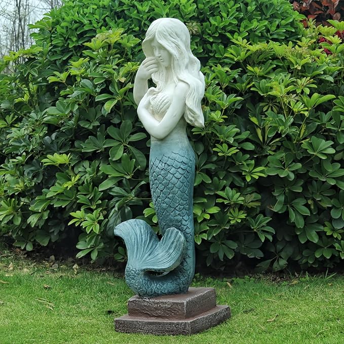 Large 37 - Inch Mermaid Statue Outdoor Decor for Garden, Patio, Yard, Lawn, Porch