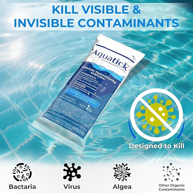 Pro-Grade Chlorine Pool Shock, 68% Cal-Hypo Granular Sanitizer, Prevents Bacteria & Algae, Restores Crystal Clear Water - Shock Treatment, Swimming Pool Chemical - 1lb