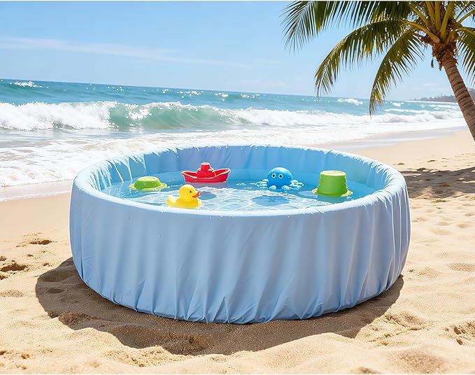 Soft Foam Kiddie Pool - 35.4" x 11.8" Small Kids Swimming Pool with Removable Waterproof Cover, Portable Baby Splash Pool for Toddlers for Backyard, Outdoor, Garden, Summer Water Party