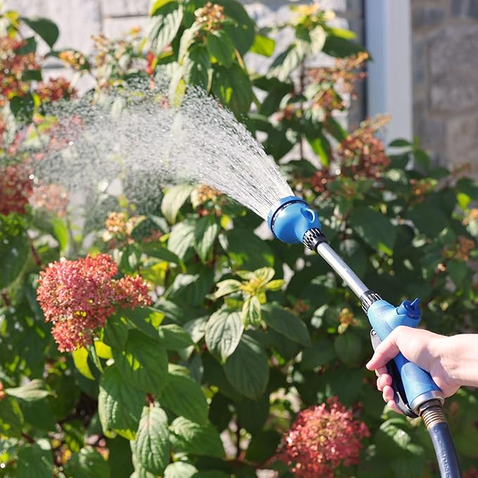 Sprout 65105-AMZ 8-Pattern 15" Watering Wand and QuickConnect Product Adapter Amazon Bundle, Blueberry Blue