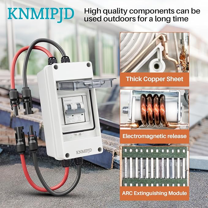 Solar Panel Disconnect Switch 10A 2P 400V Dc/AC Breaker Disconnect Box Outdoor Breaker Box Suitable for photovoltaic and Wind Energy Home Battery Systems (10 Amps)