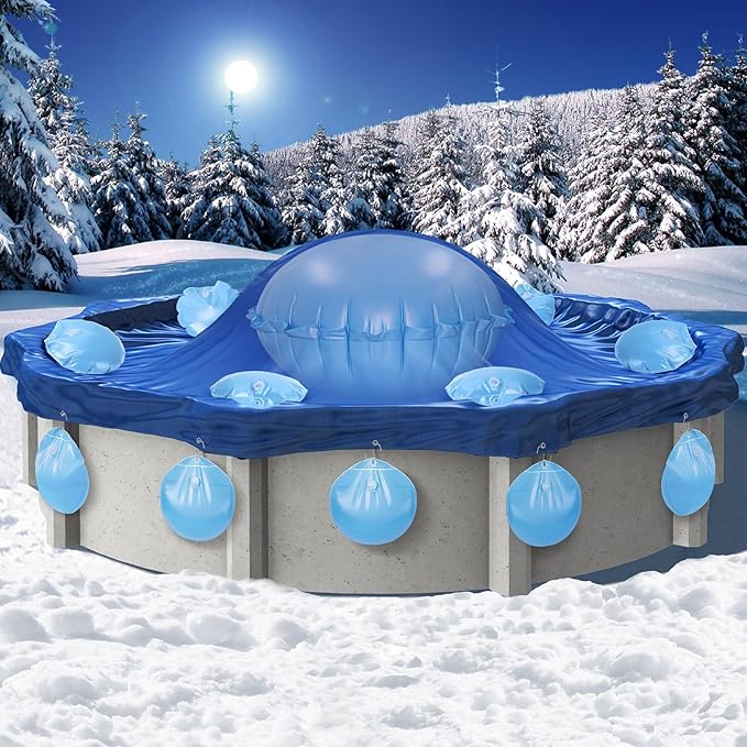 5Ft Pool Pillows with 16PCS Pool Cover Weights, Winter PVC Pool Pillows for Above Ground Pools with Pool Cover Weights for Support & Fix Swimmingpool Covers (5Ft +16PCS)