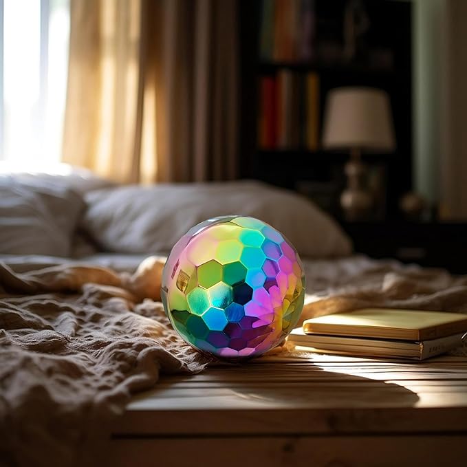 304 Stainless Steel Gazing Ball Sculptures Diamond Ball Decoration Mirror Hollow Decor Ball Reflective Garden Sphere Hollow Metal Ball Ornament Statues Gazing Globe for Home Garden (Rainbow 8 inch)