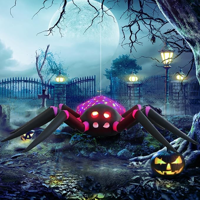 12ft Purple Spider Halloween Inflatable Outdoor Decoration, Yard Decorations with LED Lights for Outdoor Lawn, Garden, Home Holiday Party
