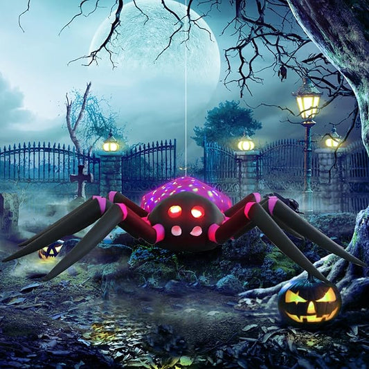 12ft Purple Spider Halloween Inflatable Outdoor Decoration, Yard Decorations with LED Lights for Outdoor Lawn, Garden, Home Holiday Party