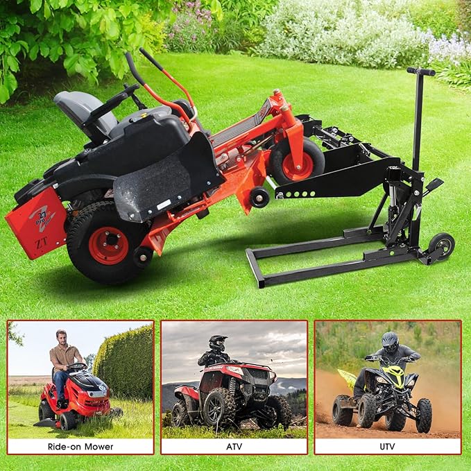 550 LBS Lawn Mower Lift | Riding Lawn Mower Lift Jack for Lawn Tractors, Zero Turn Mowers, and All Riding Mowers