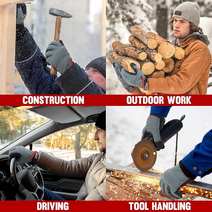 HANDLANDY Work Gloves for Men & Women, Utility Mechanic Working Gloves Touch Screen, Flexible Yard Work Gloves