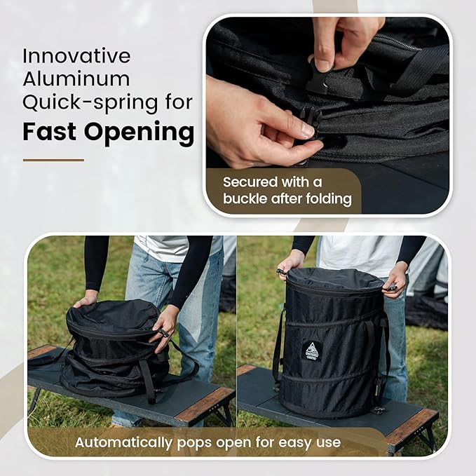 ONETIGRIS Collapsible Trash Can for Camping,12 Gallon Pop up Trash Can with Sorting Clips, Outdoor Collapsible Bin with Lid 600d Oxford Cloth Yard Waste Bags Garden Bag for Camping,Recycling,RV