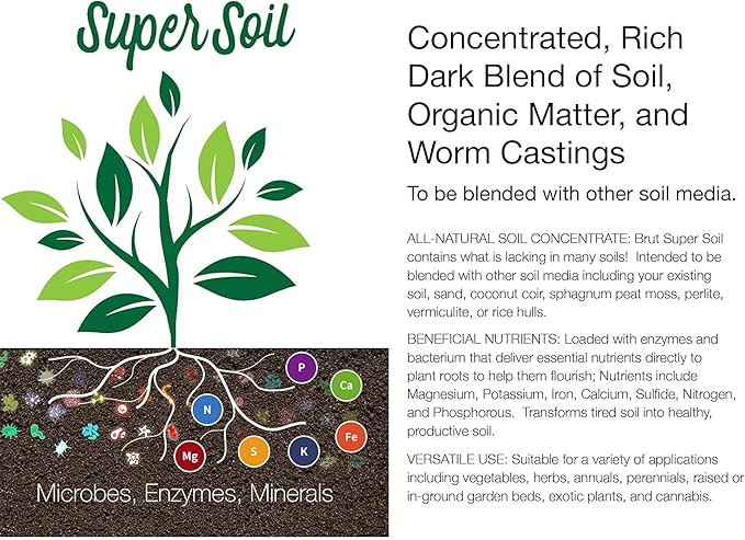 Brut Organic Potting Soil – 1 CF – Everything Your Plants Need in one Bag. Indoor and Outdoor Container Plants. 8 Pack