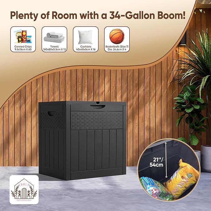Deck Box, 51 Gallon Front Porch Package Bin Delivery Box for Outside, Small Patio Outdoor Storage Boxes Waterproof, UV Resistant Plastic Resin Pool Storage Bins with lids, White