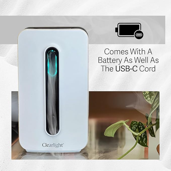 Clearlight Infrared Saunas Battery Operated Essential Oil Diffuser with Battery - Ultrasonic Aromatherapy Device with 4-Hour Continuous Use - Portable & Customizable Ambiance - Lightweight