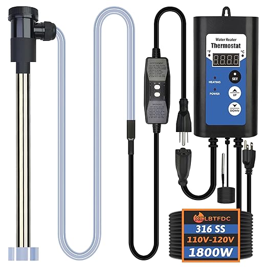 1800W Immersion Water Heater Portable Electric Bathtub & Inflatable Pool Submersible Water Heater with Thermostat, GFCI for Bucket, Swimming Pool, Baptistry, Sap, Above Ground Pool & Hot Tub