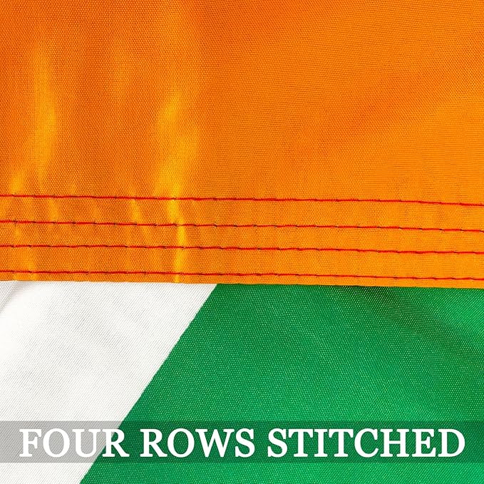 Double Sided Irish Flag 3x5 Outdoor Heavy Duty- 3Ply 240D 4 Rows Stitched- Ireland 3x5 Flag- UV Fade Resistant With Canvas Header & 2 Brass Grommets