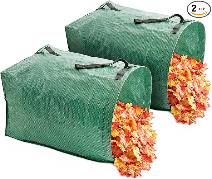MEKKAPRO Big Gulp Leaf Bags, 2-Pack Lawn Bags with Reinforced Handles, 53 Gallon, Reusable Yard Waste, Garden Waste Bag, Garden Bag for Debris, Lawn Leaf Collector
