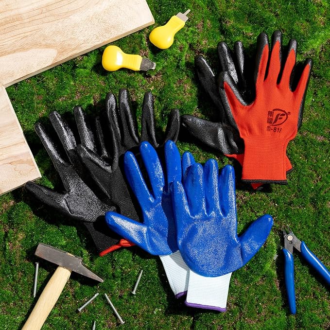 Gardening Gloves for Men Women Breathable Rubber Coated Working Gloves for Gardening, 9.1 Inch