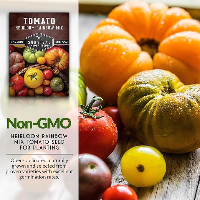Survival Garden Seeds - Heirloom Rainbow Mix Tomato Seed for Planting - 2 Packets with Instructions to Plant and Grow in Your Home Vegetable Garden - Non-GMO Heirloom Variety - 2 Packs