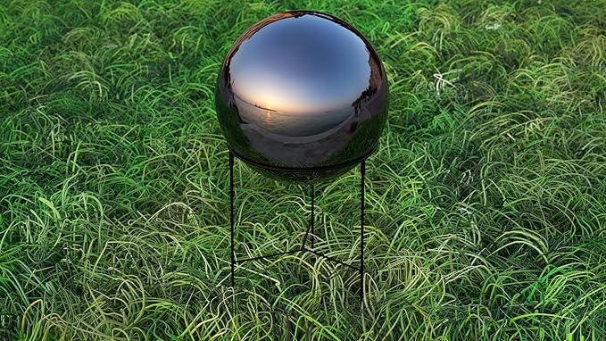 Lulu Decor, Titanium Stainless Steel Gazing Mirror Ball Size 14 with Stand
