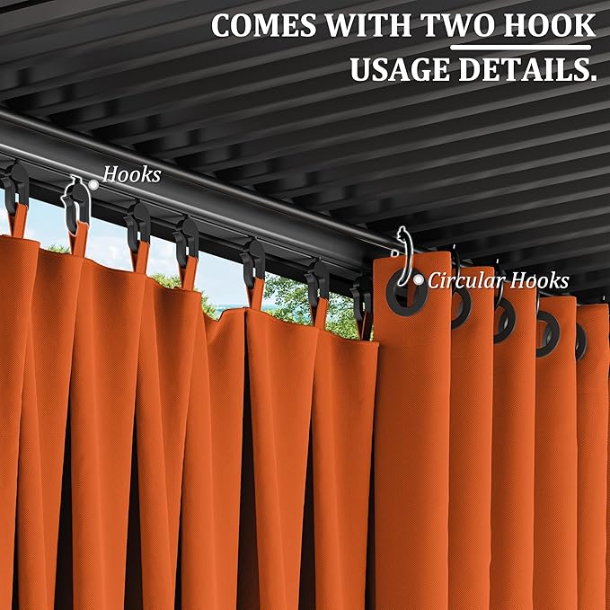 Gazebo Universal Replacement Privacy Curtain,12'×14' Gazebo Outdoor Waterproof Curtains, 4-Panels Sidewall Curtains with Double Zipper for Patio Canopy, Garden and Backyard (Curtain Only)
