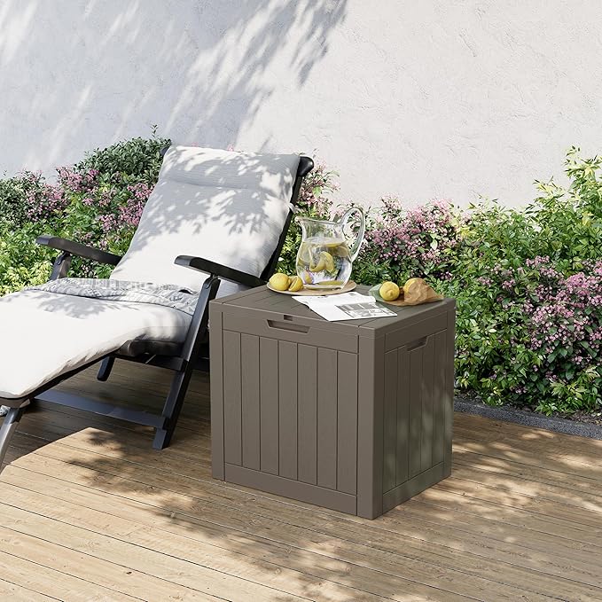 Outdoor Storage Box, 31 Gallon Deck Box, Large Resin Storage Cabinet for Gardening Tools, Patio Pillow, Lockable, Waterproof and UV Resistant