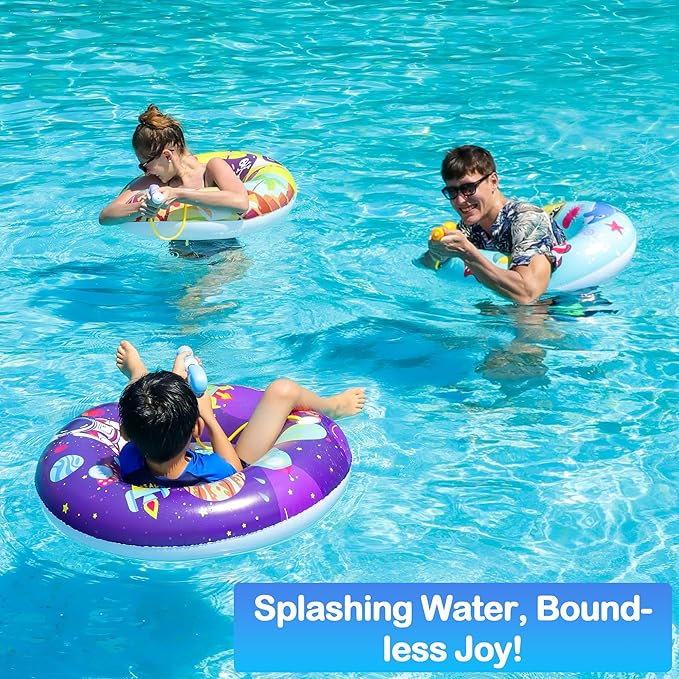 FindUWill Pool Floats with Water Guns Kids, Inflatable Pool Swim Tubes with Beach Ball, Pool Floaties Toys Inner Tube with Squirt Guns for Kids Ages 8-12, Beach Swimming Party Toys for Adults