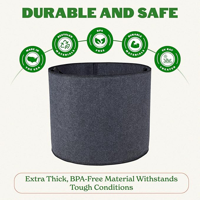 Epic Gardening Grow Bags with Handles (Unlined) - Heavy Duty Fabric Pots for Vegetables, Herbs & Flowers - Breathable Cloth Planters for Indoor & Outdoor Gardening, Moisture Retaining (5, 25 Gallon)