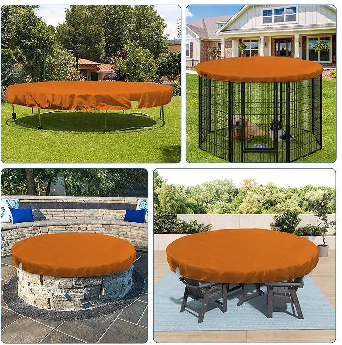 ECOOPTS 14 ft Round Pool Cover for Above Ground Pools, Swimming Pool Cover Protector Winter Safety Cover (Orange)