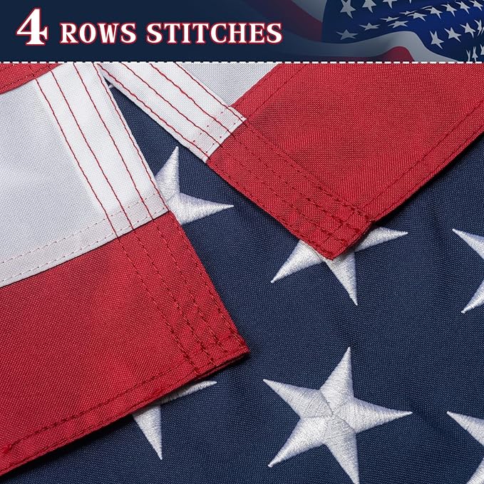 American Flag 10x15 Ft Indestructible Outdoor, Longest Lasting, Heavy Duty, TearProof Polyester, Fade Resistant, High Wind US Outside Flags with Embroidered Stars, Sewn Stripes, Brass Grommets