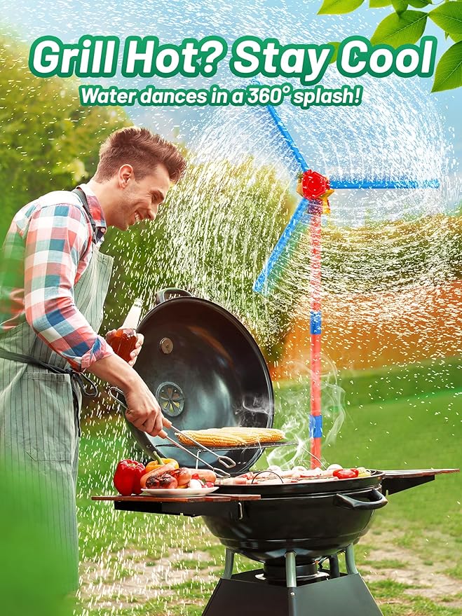 Outdoor Water Sprinklers with 4 T Ball Set for Toddlers Kids Ages 4-8,Summer Outside Sprinklers Play Equipment Baseball Game Lawn Yard Tee Ball Game for Boys Girls,Hose Connector Included (C)
