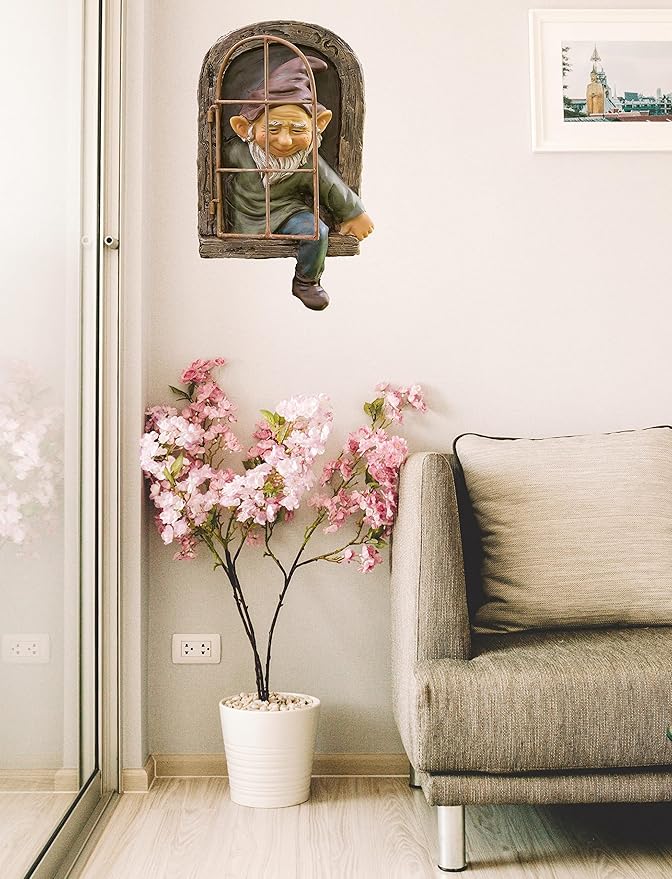 coolboy Outdoor Gnome Garden Decorative-12 Inch Elf Out The Door Tree Hugger,Gnome Decorations for Home,Whimsical Dwarves Outdoor Ornament,Gnome Statue Figurines-Patio Yard Lawn Porch Decoration