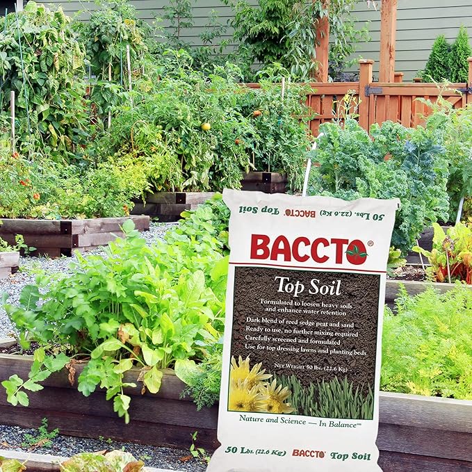 Baccto Top Soil for Lawns, Gardens, and Raised Planting Beds with Reed Sedge, Peat, and Sand, 50 Pounds (2 Pack)