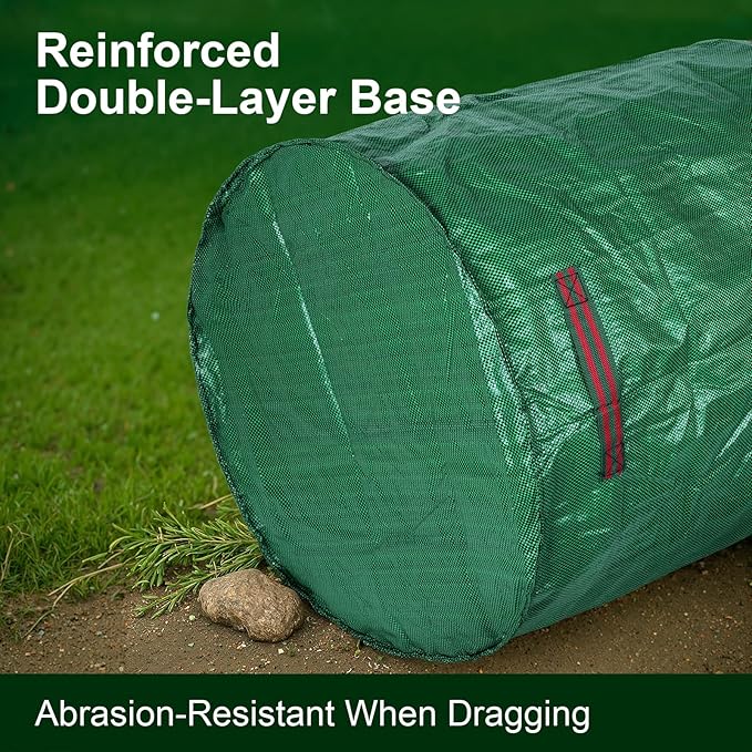 3-Pack 72 Gallon Self-Standing Yard Waste Bags with Cowhide Gloves — Heavy-Duty 150 GSM Woven PE, Double-Layer Reinforced Bottom, Four Handles, Reusable Leaf Bags for Lawn & Garden