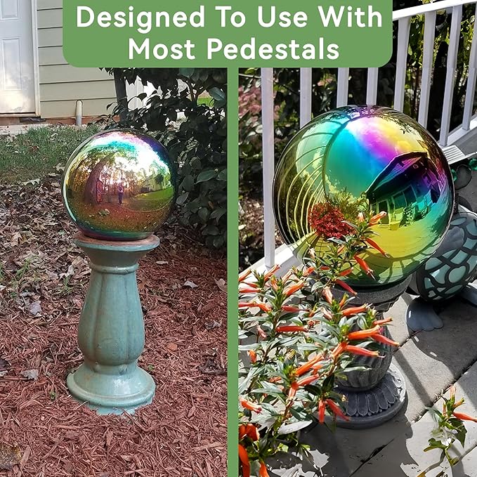 Lily's Home Gazing Globe Mirror Ball in Rainbow Stainless Steel. (8 Inch)